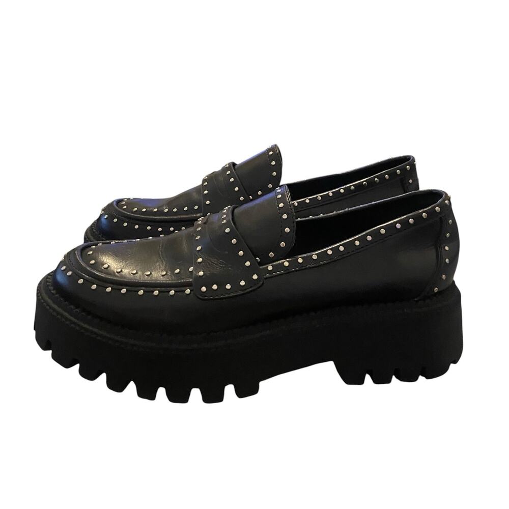 Women's DV Dolce Vita Size 7.5 Landun Lug Sole Platform Studded Chunky Loafers - Picture 3 of 9